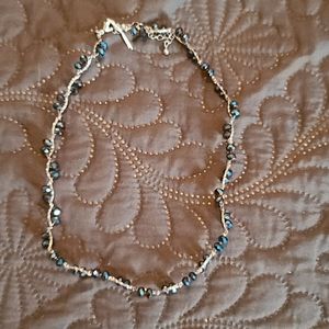 Blue sparkly bead necklace